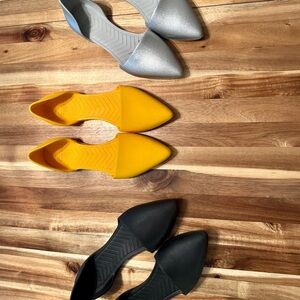 Native Women's Flats in Metallic Silver, Vibrant Yellow, and Classic Black